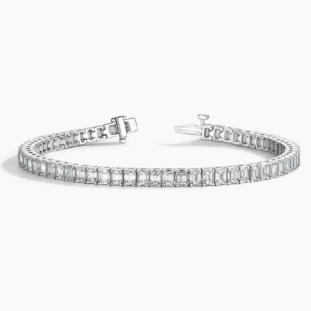 14KT White Lab-Grown Diamond Emerald Brilliant Bracelet