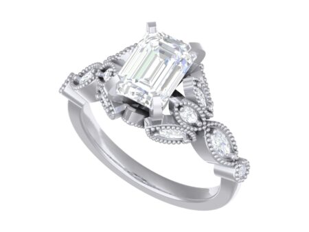 Emerald Studded Marquise Leaf